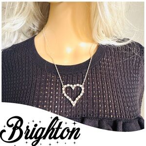 BRIGHTON Twinkle Silver Heart Crystals Necklace